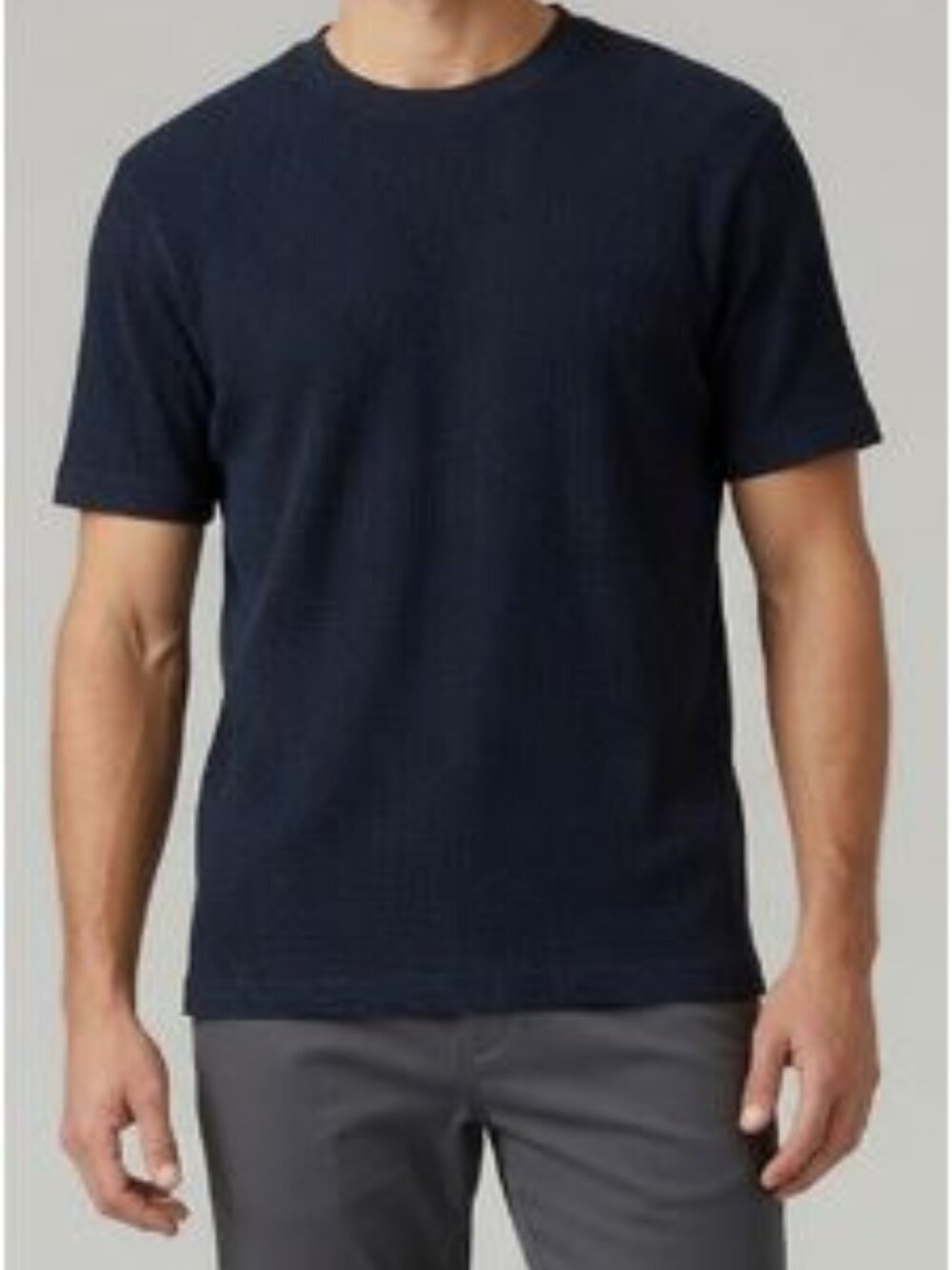 NWT Perry Ellis Navy Blue Textured Knit Short Sleeve T-Shirt Y2K